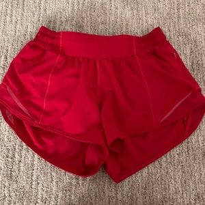 Red lulu lemon hotty hot shorts NWOT